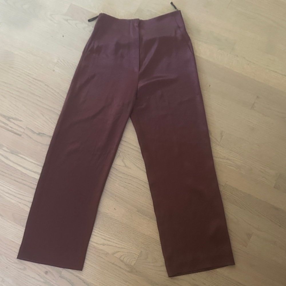 Nanushka Satin-Look Pants in Wine